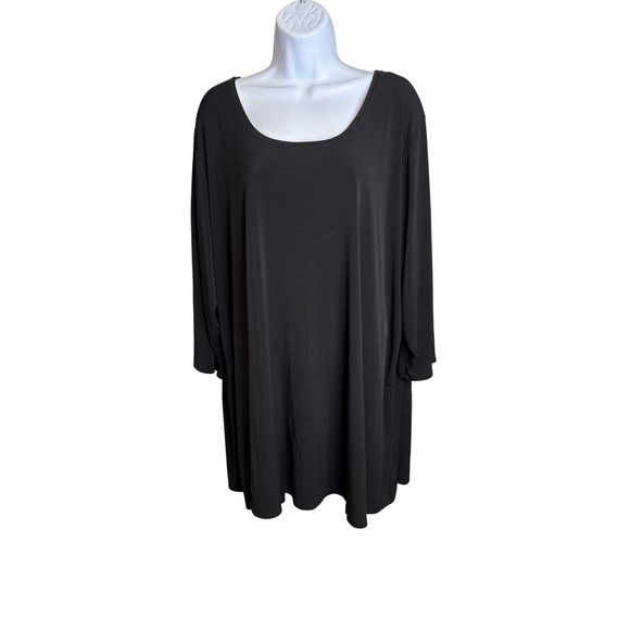 Susan Graver Women's Black Liquid Knit Tunic Top Size 3X Basics Flowy Everyday - Picture 1 of 9